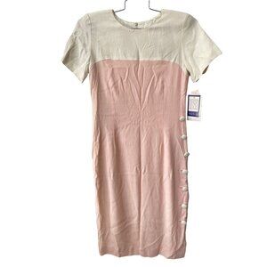 Vintage 90s David Brooks Short Sleeve Sheath Dress Size 6 Pink Deadstock NEW